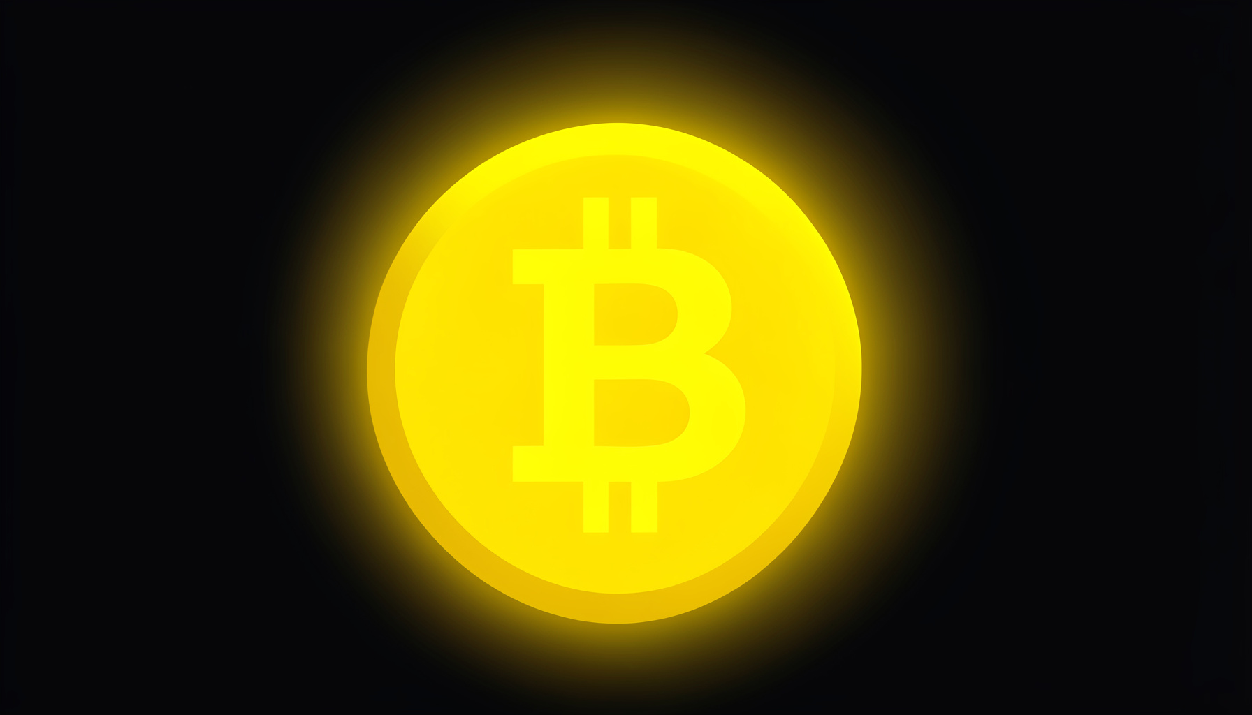 Ilustrasi vektor datar simbol Bitcoin emas dengan lingkaran cahaya pada latar gelap